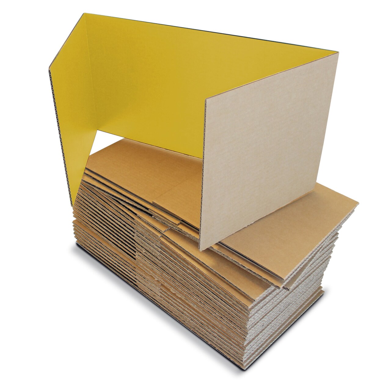 Flipside Products School Classroom Desk Divider Corrugated Paper 12" x 48" Yellow Corrugated Study Carrel - Pack of 24